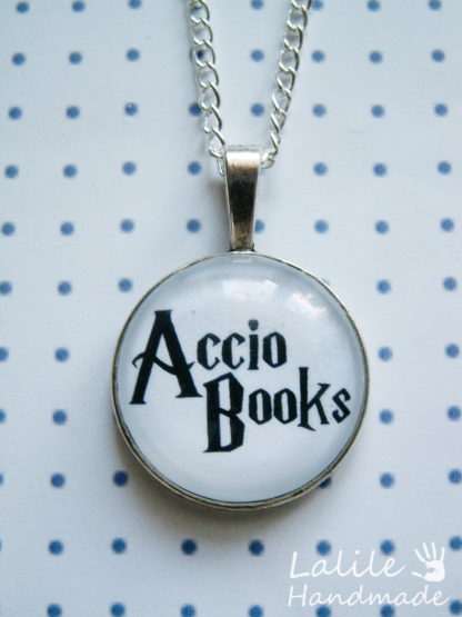 Wisiorek Accio Books-prezent dla fana harryego pottera-biżuteria harry potter-dla fanki książek