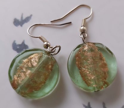 Lalile Handmade Kolczyki – zielono-brązowe szkło – w kształcie koła