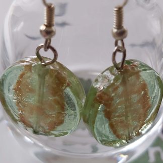 Lalile Handmade Kolczyki – zielono-brązowe szkło – w kształcie koła